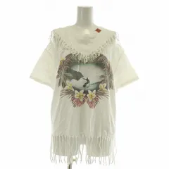ミハラヤスヒロ MIHARA YASUHIRO Tシャツ カットソー 半袖 クルーネック フリンジ プリント 38 M 白 ホワイト B02TS531 /XZ ■GY11のサムネイル