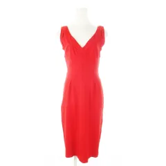 ダイアンフォンファステンバーグ DIANE von FURSTENBERG ワンピース ひざ丈 Vネック ノースリーブ ジャージー素材 ストレッチ タック 2 M 赤 レッド /CK22 ■GY99のサムネイル