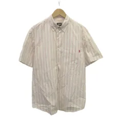 ステューシー STUSSY シャツ L 白 ホワイト 赤 レッド ストライプ柄 レギュラーカラー 半袖 /YU ■GY99のサムネイル