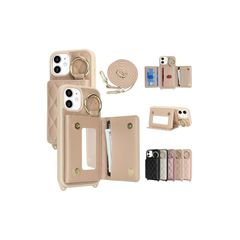 [신품] CLICSUN iPhone 12/iPhone 12 Pro용 케이스 숄더 배면 카드 수납 아이후온 12/12 프로 휴대 케이스 PU 레더 스마트폰 케이스