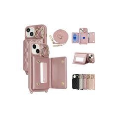 [신품] CLICSUN iPhone 14/iPhone 13용 케이스 숄더 배면 카드 수납 아이후온 14/13 휴대 케이스 PU 레더 스마트폰 케이스