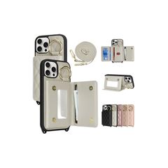 [신품] CLICSUN iPhone 16 Pro 용 케이스 숄더 후면 카드 수납 아이후온 16 프로 휴대 케이스 PU 가죽 스마트 폰 케이스 있어 phone16pro 대응 지갑형 거울 첨부 스트랩 첨부 대각선 목걸이 어깨걸이 조절 가능한 아이포