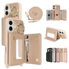 [신품] CLICSUN iPhone 17용 케이스 숄더 배면 카드 수납 아이후온 17 휴대 케이스 PU 레더 스마트폰 케이스