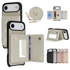 [신품] CLICSUN iPhone Air용 케이스 숄더 배면 카드 수납 아이후온 Air 휴대 케이스 PU 레더 스마트폰 케이스 있어 phoneAir 대응 지갑형 거울 첨부 스트랩 첨부 대각선 목걸이 어깨걸이 조절 가능한 아이폰 Air 리