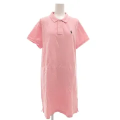 ポロ バイ ラルフローレン Polo by Ralph Lauren ポロシャツワンピース 半袖 ひざ丈 鹿の子 ポニー刺繍 L ピンク /GV ■GY18