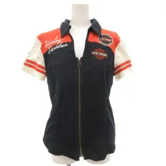 ハーレーダビッドソン HARLEY DAVIDSON クラシック カラーブロック ジップフロント シャツ 半袖 ライダース S 紺 ネイビー オレンジ 99170-17VW /NUのサムネイル
