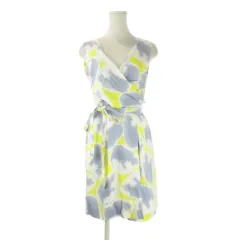 ダイアンフォンファステンバーグ DIANE von FURSTENBERG カシュクールワンピース 2 黄 イエロー 青 ブルー Vネック ノースリーブ タイダイ /CK47 ■GY99のサムネイル