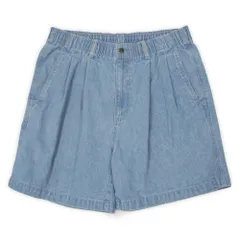 エディーバウアー Eddie Bauer 80s 90s 80-90年代 デニムイージーショーツ 黒タグ 無地 珍品 ダンガリー USA ヴィンテージ アメリカ 古着 メンズ ショートパンツ ライトブルー L【中古】