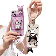 [신품] 크로미 스마트 폰 케이스 iPhone 17 용 케이스 팔찌 킥 스탠드 스탠드 기능 핸드 스트랩 아이폰 17 용 케이스 퍼플 컬러