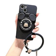 [신품] 미키 스마트 폰 케이스 귀여운 iPhone 15 Pro Max 용 케이스 지갑 형 카드 포켓 포함 수납 핸드 스트랩 아이폰 15 Pro Max 용 케이스