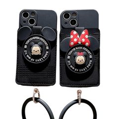 [신품] 미키 스마트 폰 케이스 귀여운 iPhone 16 Pro Max 용 케이스 지갑 형 카드 포켓 포함 수납 핸드 스트랩 아이폰 16 Pro Max 용 케이스
