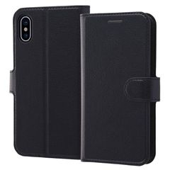 [신품] 레이 아웃 iPhone XS용 수첩형 케이스 심플 마그넷/블랙/블랙 블랙/블랙