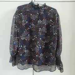 大きいサイズ リバティ柄 ふんわりシルエットブラウス simple life L 