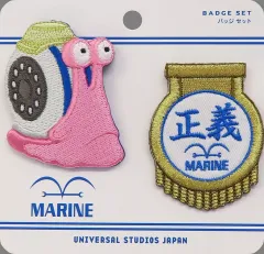 【中古】バッジ・ビンズ でんでん虫＆海軍エンブレム バッジセット 「ワンピース・プレミア・サマー2023」 ユニバーサル・スタジオ・ジャパン限定のサムネイル
