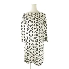 ダイアンフォンファステンバーグ DIANE von FURSTENBERG ワンピース 2 黒 ブラック 白 ホワイト モノトーン 幾何学模様 ボートネック 七分袖 /CK46 ■GY99のサムネイル
