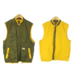 アルマーニエクスチェンジ A/X ARMANI EXCHANGE リバーシブル ベスト ナイロン スタンドカラー ジップアップ 配色 L 緑 カーキ 黄 イエロー /AO14 ■GY18のサムネイル