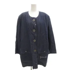 ジバンシィ GIVENCHY デニムジャケット 15 ノーカラー ロゴボタン 薄手 ミドル ハーフ丈 紺 ネイビー /AE ■GY18のサムネイル