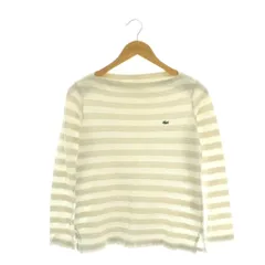 ラコステ LACOSTE Tシャツ 長袖 鹿の子 ボートネック ロゴ刺繍 40 グレー ホワイト /DF ■GY18のサムネイル