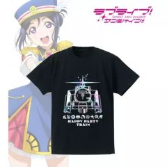 [중고] 티셔츠 (캐릭터) HAPPY PARTY TRAIN 홀로그램 티셔츠 블랙 남성 M 사이즈 [러브라이브! 선샤인!!]
