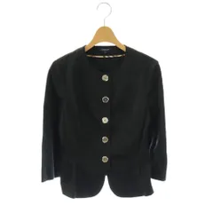 バーバリー ロンドン BURBERRY LONDON ノーカラージャケット フリル 38 ブラック FCD30-466-09 /CX ■GY19のサムネイル
