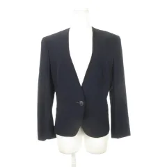 エンポリオアルマーニ EMPORIO ARMANI ノーカラージャケット 40 紺 ネイビー Vネック 総裏地 フロントボタン シングル ノーベント /AH15 ■GY99のサムネイル