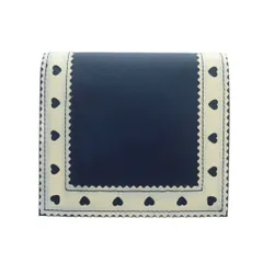 モスキーノ MOSCHINO 二つ折り財布 ウォレット ハート ステッチ ロゴ レザー 紺 ネイビー ■GY18 /MQのサムネイル