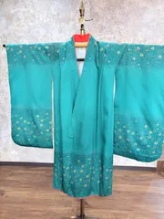 七五三　３歳女児着物　緑　長襦袢付き