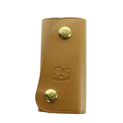 イルビゾンテ IL BISONTE キーケース キーリング ロゴ レザー 型押し 4連 茶 ブラウン ■GY11 /MQ