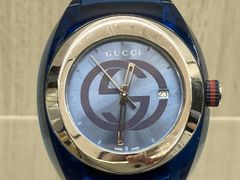 新品】GUCCI 腕時計 シンク ラバーベルト シェリーライン 青 - メルカリ