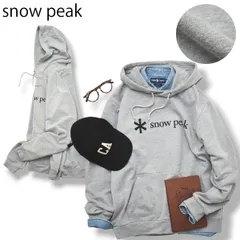 【定番】 スノーピーク snow peak ロゴ プリント パーカー フーディー スウェット トレーナー 裏地 パイル L グレー アウトドア カジュアル ウェア タウンユース レジャー メンズのサムネイル