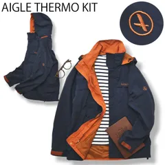 【定番】 エーグル AIGLE サーモキット THERMO KIT マウンテン パーカー ナイロン ジャケット ウィンドブレーカー XS ネイビー x オレンジ アウトドア ウェア メンズのサムネイル