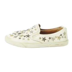 ジミーチュウ JIMMY CHOO スニーカー スリッポン レザー 革 スタッズ 星 スター 35 22cm 白 アイボリー /AO3 ■GY42