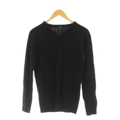 ミッシェルクラン MICHEL KLEIN ニット セーター 46 黒 紺 Vネック リブ編み 長袖 /JP