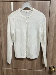 UNIQLO U メリノ リブ クルーネック ショート カーディガン M アイボリー