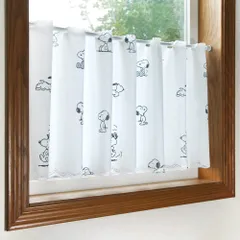 グッズ カフェカーテン スヌーピー 小窓用 間仕切り カーテン シンプル SNOOPY のれん工房 PEANUTS 幅120×丈45cm カフェカーテン ランダム 93888のサムネイル