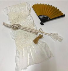 懐剣&筥迫＆末広 3点セット 金 白花 つまみ細工 A - メルカリ