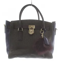 マイケルコース MICHAEL KORS ハミルトン サッチェル ハンドバッグ PVC レザー MKシグネチャー ロゴ ゴールド金具 茶色 ブラウン 紫 パープル 30F7GHMS9V /XZ ■GY18