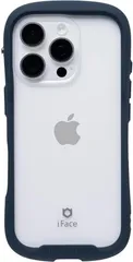 iFace Reflection iPhone 16 Pro ケース クリア 強化ガラス(ネイビー)