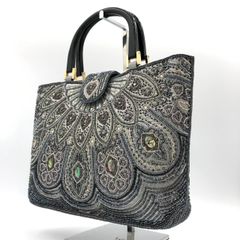 美品✨豪華絢爛 和装 総ビジュー ビーズ バッグ 2層 華文 - メルカリ