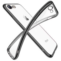 대응 iPhone SE3/SE/8/7용 케이스 클리어 투명 tpu 실리콘 도금 가공 슬림 얇은 4.7 인치 스마트폰 케이스 내충격 황변 방지 일체형 인기 휴대 커버 블랙