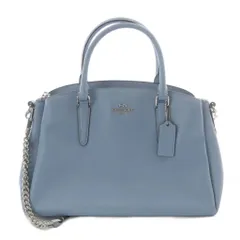コーチ COACH ショルダーバッグ レザー ロゴ チェーンショルダー ハンドバッグ 2way 水色 ライトブルー