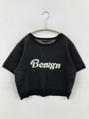 Heather ヘザー ニット/セーター F ブラック コットン 前面プリント ショート丈 半袖 クルーネック(丸首) レディース
