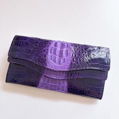 JRA認定 ラメブルー 青色 クロコダイル型押し 長財布 | Mercari