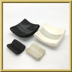 【極美品】ほぼ未使用 信楽焼 文五郎窯 奥田章 作家物 十草薬味角皿 十草柄 豆皿 豆鉢 角皿 角鉢 白/黒 2点セット　 sarasa・design サラサデザイン 陶器製 箸置き 箸置 カトラリー モダン 和食器 食器 キッチン用品 キッチン雑貨 計4点のサムネイル