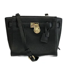 マイケルコース MICHAEL KORS ハミルトン ショルダーバッグ メッセンジャー レザー ロゴ ゴールド金具 黒 ブラック 35S6GHXM2L /XZ ■GY13