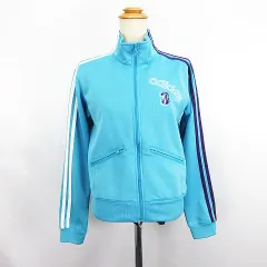 アディダス adidas ジャージ トラックジャケット 長袖 ジップアップ ライン ロゴ L ライトブルー スポーツウェア ※EKM