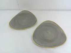 26g-534k【中古】Churchill チャーチル　Stonecast ストーンキャストS　皿　ペッパーコーングレー　2枚セット　箱なしのサムネイル