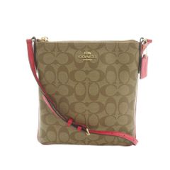 ✨良品 COACH コーチ ショルダーバッグ PVC×レザー シグネチャー 茶