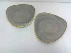 26g-535k【中古】Churchill チャーチル　Stonecast ストーンキャストS　皿　ペッパーコーングレー　2枚セット　箱なしのサムネイル
