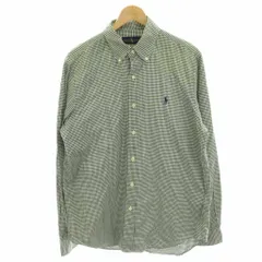 ラルフローレン RALPH LAUREN カジュアルシャツ ボタンダウンシャツ 長袖 スモールポニー チェック M 緑 グリーン 白 ホワイト /HN